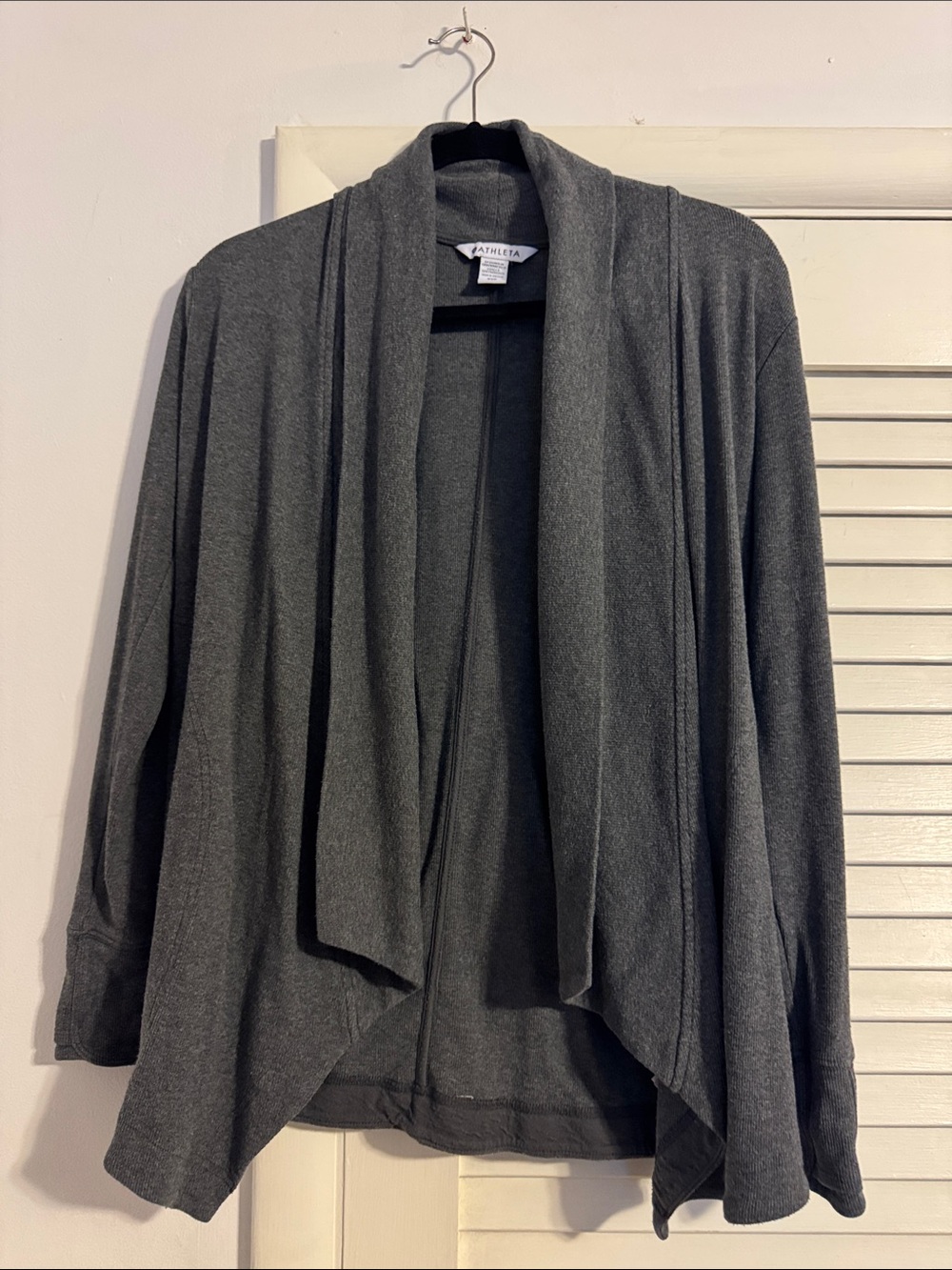 Athleta Women's Dark Gray Open-Front Drape Ribbed Pranayama wrap
